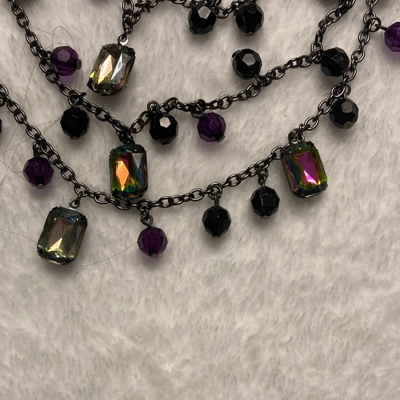New York & Company Black and Purple Layered Necklace - Picture 2 of 4